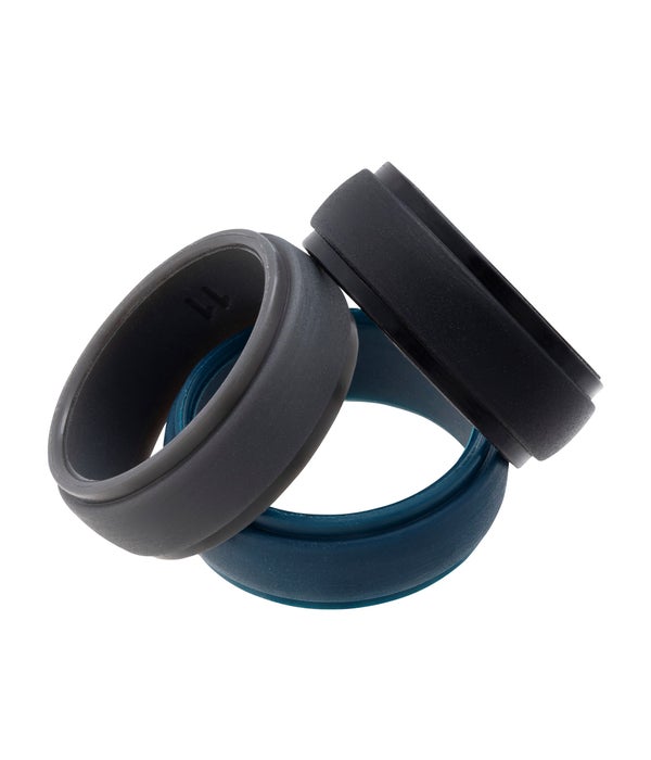 GENT'S SILICONE RING SET OF 3 SZ 13
